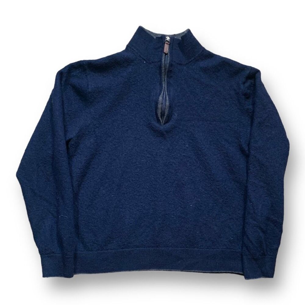 Boys‎ Hart Schaffner Marx Sweater Navy Blue Quarter Zip Extra Fine Merino Wool